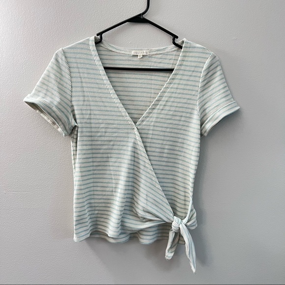 Copper Key Tops - Copper Key waffle knit striped wrap top Large